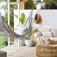 Wyld and Coco Light Grey Cotton-Blend Hammock with Crochet Edging