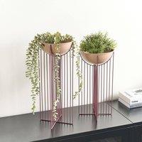 Wyld and Coco Pink Iron Plant Stands Set of 2 55cm and 45cm Indoor