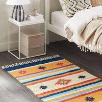Wyld and Coco Kilim Area Rug Multicolour Cotton Handwoven Reversible Flat Weave | Size: 80 cm x 150 cm