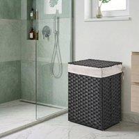 Wyld and Coco Laundry Basket with Lid and Removable Liner 83L Black