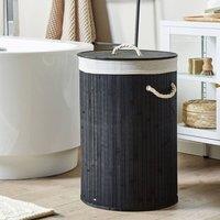 Wyld and Coco Bit Laundry Basket Black Stained Bamboo Polyester Lining Removable