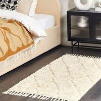 Wyld and Coco Beige Cotton Rug 80x150 cm Modern Tufted Shag Geometric Pattern | Size: 80 cm x 150 cm
