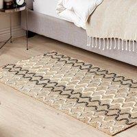 Wyld and Coco Rustic Boho Jute Geometric Rug 80 x 150 cm Beige | Size: 80 cm x 150 cm