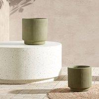 Wyld and Coco Flower Planter 30cm - Vertical Rib Green