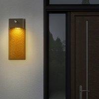 Wyld and Coco 40cm Outdoor LED Wall Light Grey Iron Glass Motion Sensor Retro Warm