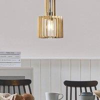Wyld and Coco Hanging Pendant Light - Open Shade MDF with Light Brown Metal Frame