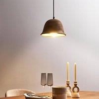 Wyld and Coco Mango Wood Pendant Lamp Brown Round Bell Shade