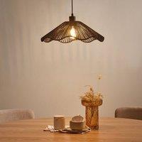 Wyld and Coco Pendant Lamp Black Handmade Paper Shade Metal Base Rustic Modern