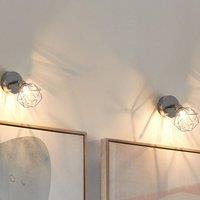 Wyld and Coco Silver Metal Wall Lamp Diamond Cage Shade Adjustable Tilt and Swivel