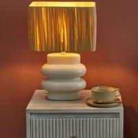 Wyld and Coco Rectangular Table Lamp White Paper Pulp Shade Natural Ceramic Base