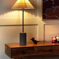 Wyld and Coco 68 cm Bedside Lamp - Beige Faux Linen Shade Concrete Base