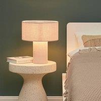 Wyld and Coco Bedside Lamp Grey Cotton-Linen Drum Shade 30cm