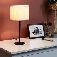Wyld and Coco Boucl Drum Shade Bedside Lamp 40cm Metal Base in White