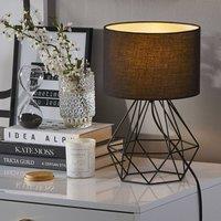 Wyld and Coco Table Lamp - Black Wire Cage with Fabric Shade