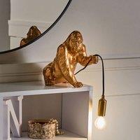 Wyld and Coco Gorilla Glam Table Lamp - Gold Polyresin Animal-Themed Bedside Light