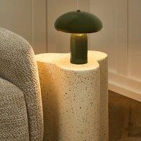 Wyld and Coco Dark Green Mushroom Table Lamp Iron Base 22 cm