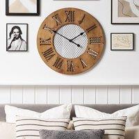 Wyld and Coco Round Wall Clock 60 cm Dark Brown Handmade Diamond Face
