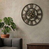 Wyld and Coco Wall Clock - Black Open Gear Roman Numerals