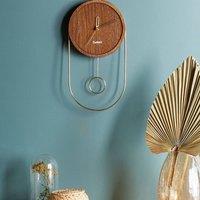 Wyld and Coco Timberline Home Dark Brown MDF Metal Pendulum Wall Clock 20 x 45 cm
