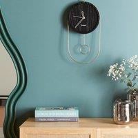 Wyld and Coco Wall Clock Black MDF Metal 20 x 45 cm Pendulum No Numbers