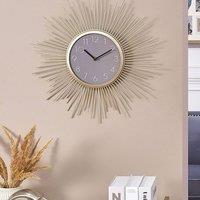 Wyld and Coco 45cm Gold-Grey Sunburst Wall Clock - Arabic Numerals in Gold