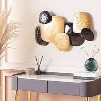 Wyld and Coco Geometric Black and Gold Iron Wall Sculpture Modern Glam Horizontal | Size: 81 cm x 49 cm