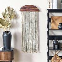 Wyld and Coco Poplar Wood Cotton Tassels Wall Hanging 37 x 4 x 92 cm in Brown