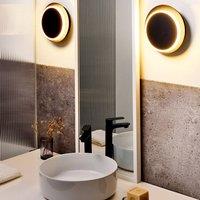 Wyld and Coco Set of 2 Matte Black Adjustable LED Wall Lamps - Round Shade