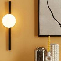 Wyld and Coco 55 cm Black Iron Wall Lamp with White Glass Globe