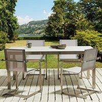 Wyld and Coco Beige 4-Pack Cantilever Garden Chairs - Stainless Steel Frame