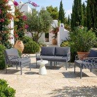 Wyld and Coco 4-Seater Modular Garden Sofa Dark Grey Synthetic Frame Cushioned