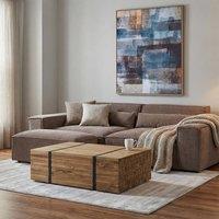 Wyld and Coco Teak Solid Wood Coffee Table 110 x 69 cm with Castors Rustic in Brown