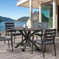 Wyld and Coco 120cm Round Garden Table Black Aluminium Frame Ceramic Glass Top