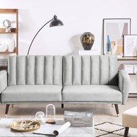 Wyld and Coco Convertible Sofa Bed Light Grey Velvet Sleeper W212 x D80 x H90cm
