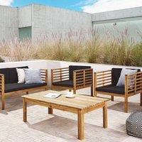 Wyld and Coco Acacia Wood 4-Seater Garden Conversation Set with Coffee Table Brown