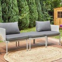 Wyld and Coco Convertible Garden Sofa Set 2-Seater Light Grey Aluminium