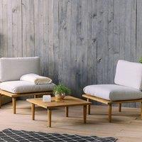 Wyld and Coco Acacia 2-Seater Sofa Set - Grey Cushions