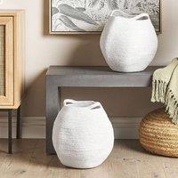 Wyld and Coco Handwoven Cotton Storage Baskets Set of 2 20 x 30 cm White