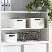 Wyld and Coco Beige Faux Leather Storage Basket Set of 3 with Handles