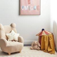 Wyld and Coco Pink Text Canvas 63 x 63 cm - Square MDF Frame