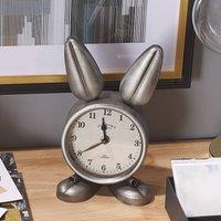 Wyld and Coco Bunny Table Clock Silver Polished Iron