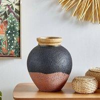 Wyld and Coco Handmade Terracotta Vase Black and Pink 31 cm Retro Vintage