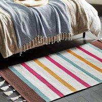 Wyld and Coco Handwoven Cotton Rag Rug 80 x 150 cm Multicolour Stripes | Size: 80 cm x 150 cm