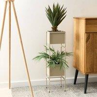 Wyld and Coco 2-Tier Beige Iron Plant Stand 75 cm | Size: Medium
