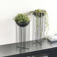 Wyld and Coco Set of 2 Black Iron Plant Stands 55 cm and 45 cm Indoor Modern | Size: Large
