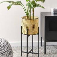 Wyld and Coco Foldable Iron 2-Tier Plant Stand Beige 25 x 25 x 60 cm Indoor | Size: Small
