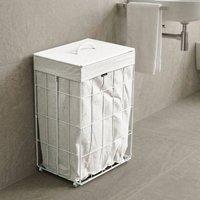 Wyld and Coco 72L Foldable Laundry Basket White Bamboo Lid and Removable Fabric