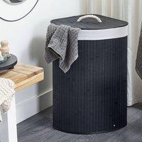 Wyld and Coco Black Bamboo Triangular Storage Basket with Lid