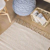Wyld and Coco Beige Jute and Cotton Handwoven Area Rug with Fringe 80 x 150 cm | Size: 80 cm x 150 cm