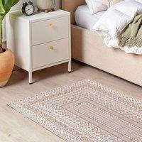 Wyld and Coco Beige and White Jute Blend Rug 80 x 150 cm Handwoven Geometric Pattern | Size: 80 cm x 150 cm
